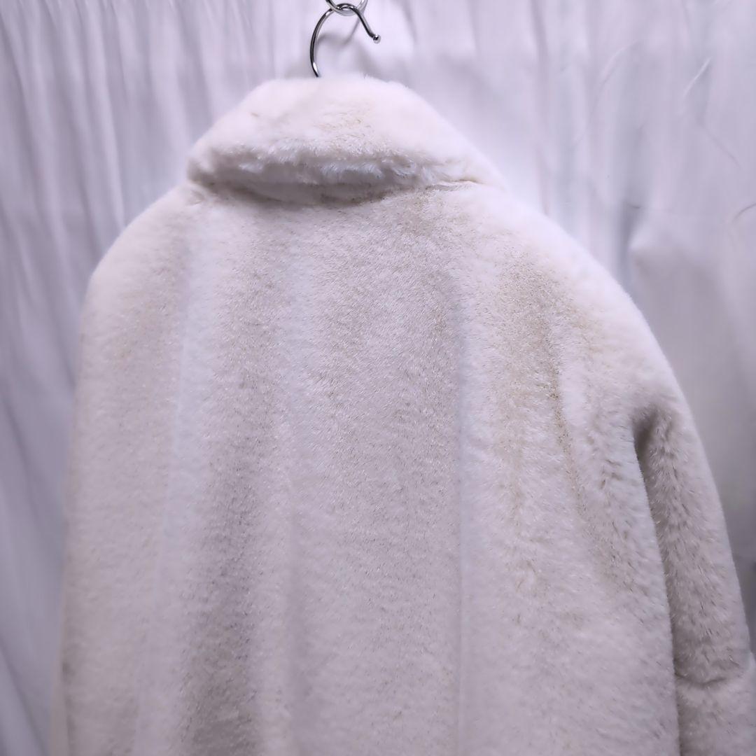 【大きめ】adidas フェイクファージャケット ビッグロゴ ホワイト 2XO