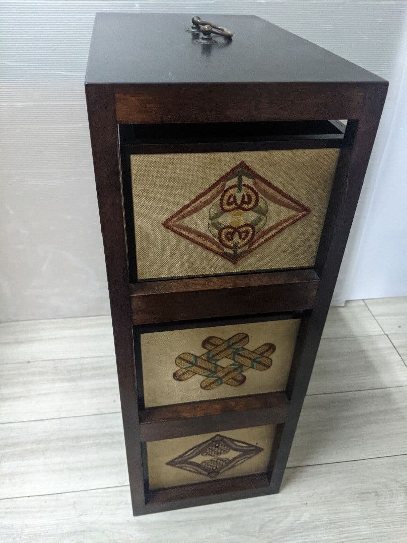 ミニチェスト 小物入れ 昭和レトロ 小引き出し アンティーク　刺繍チェスト