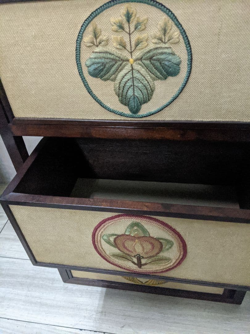 ミニチェスト 小物入れ 昭和レトロ 小引き出し アンティーク　刺繍チェスト