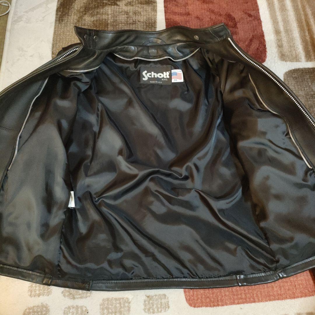 美品　人気モデル６４１ Schott シングルライダース　極厚革　 ライナー付