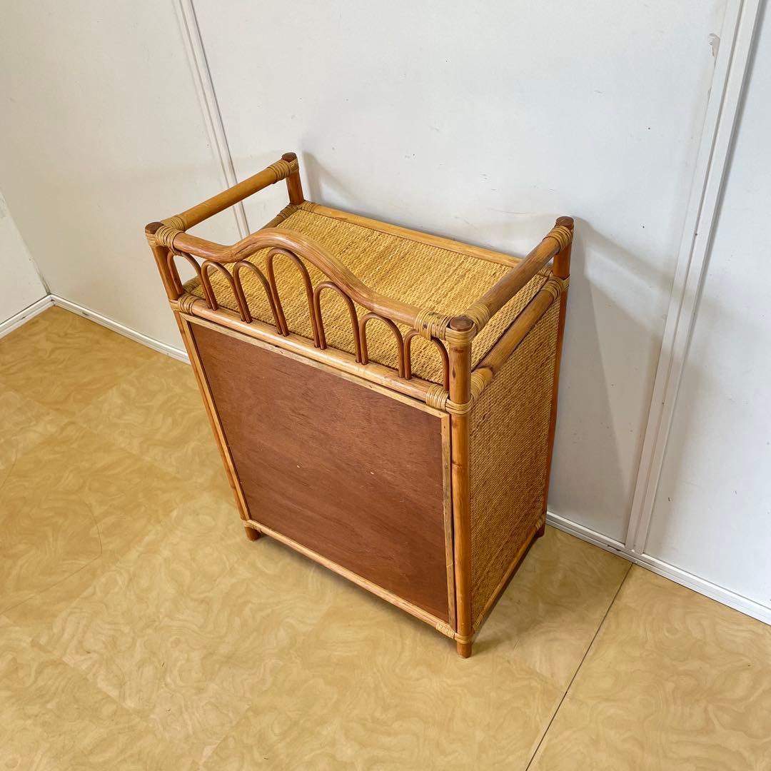 ビンテージ 籐 ラタン 4段チェスト 引き出し 収納 タンス 電話台