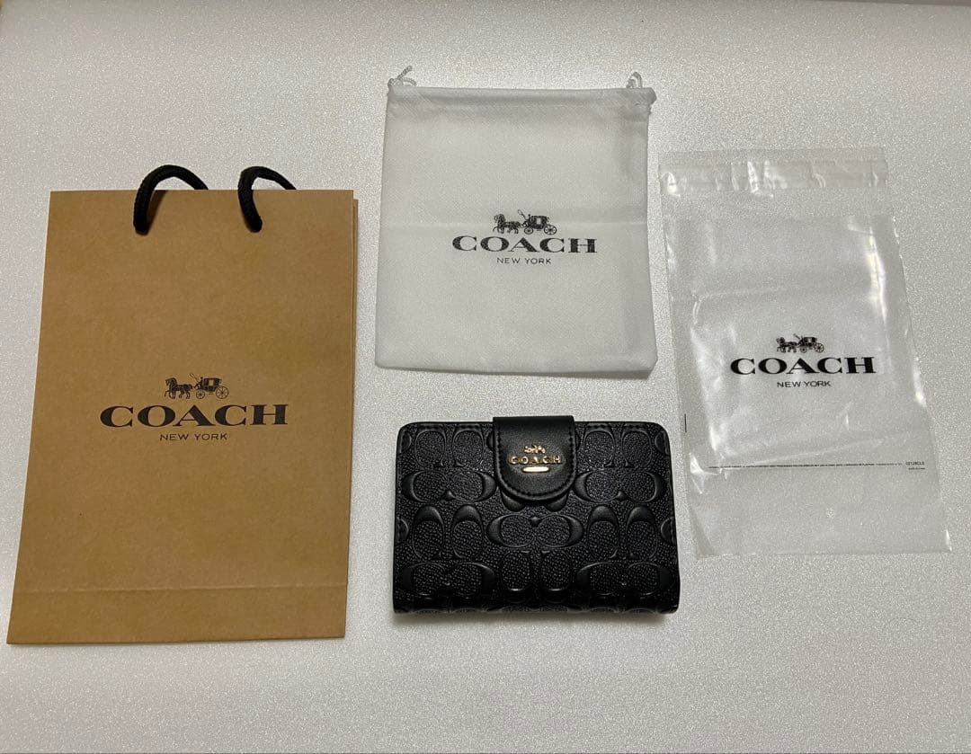 【新品未使用】COACH コーチ 二つ折り財布 ブラック