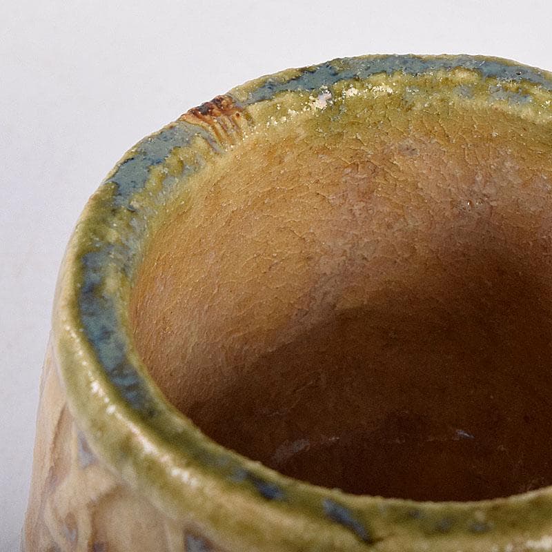 美濃焼　加藤芳右衛門作　黄瀬戸　茶巾筒　C　8385