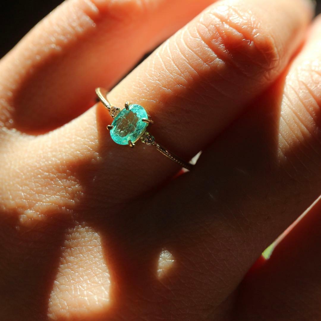 0.634パライバトルマリンリング K18イエローゴールド