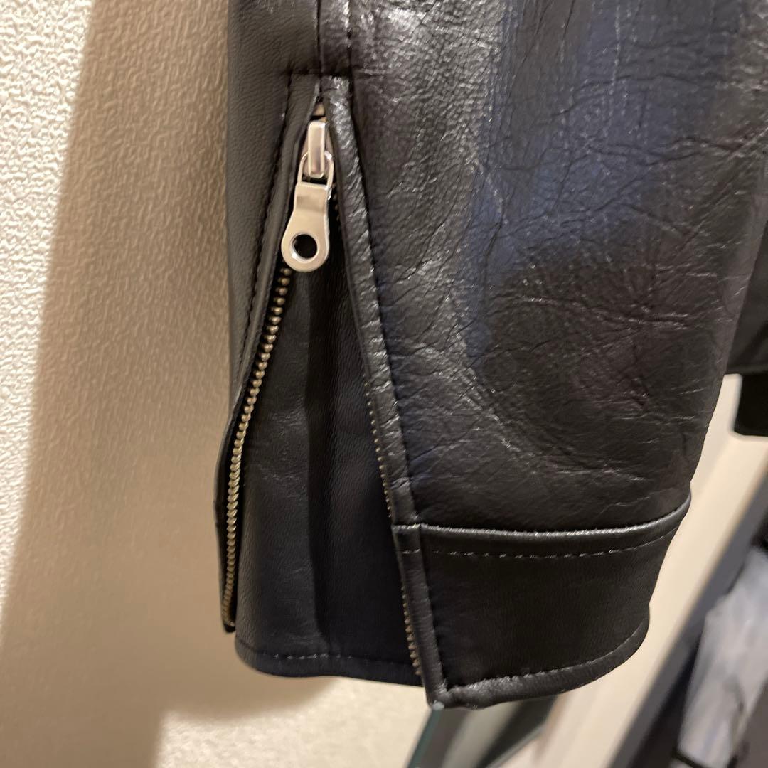 黒 レザー シングルライダースジャケット ABAHOUSE ヤギ革