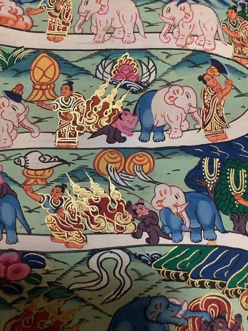 《 チベット密教　新品　1点物 》 手描き　曼荼羅　天国への道　仏画　仏教　g5