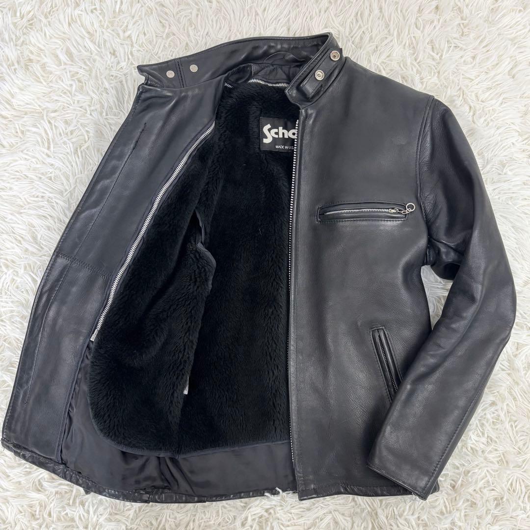 ショット 641 ライナー付 レザー シングルライダースジャケット 黒 USA製