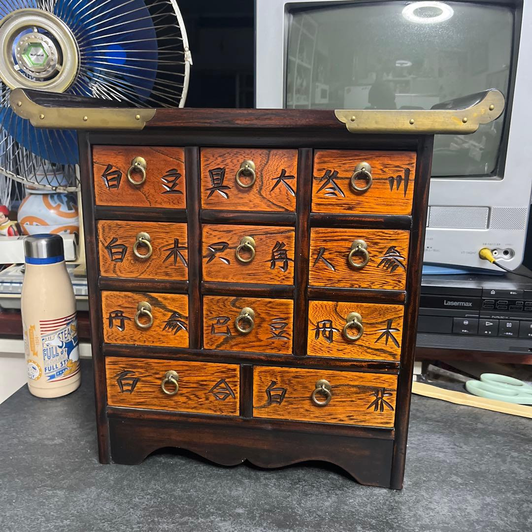 薬箪笥 薬箱 レトロ 長41cm高38cm奥行22cm