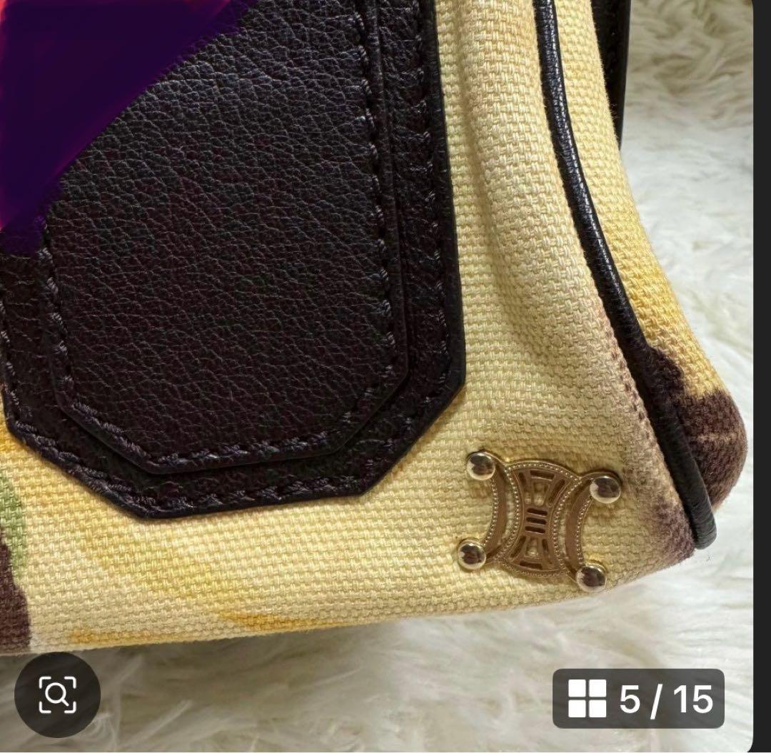 【激レア】　セリーヌ　ハンドバッグ　レザー　キャンバス　CELINE