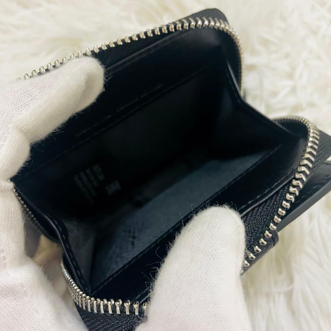 極美✨マルジェラ ニつ折り財布 シボ革 4ステッチ レザー 黒