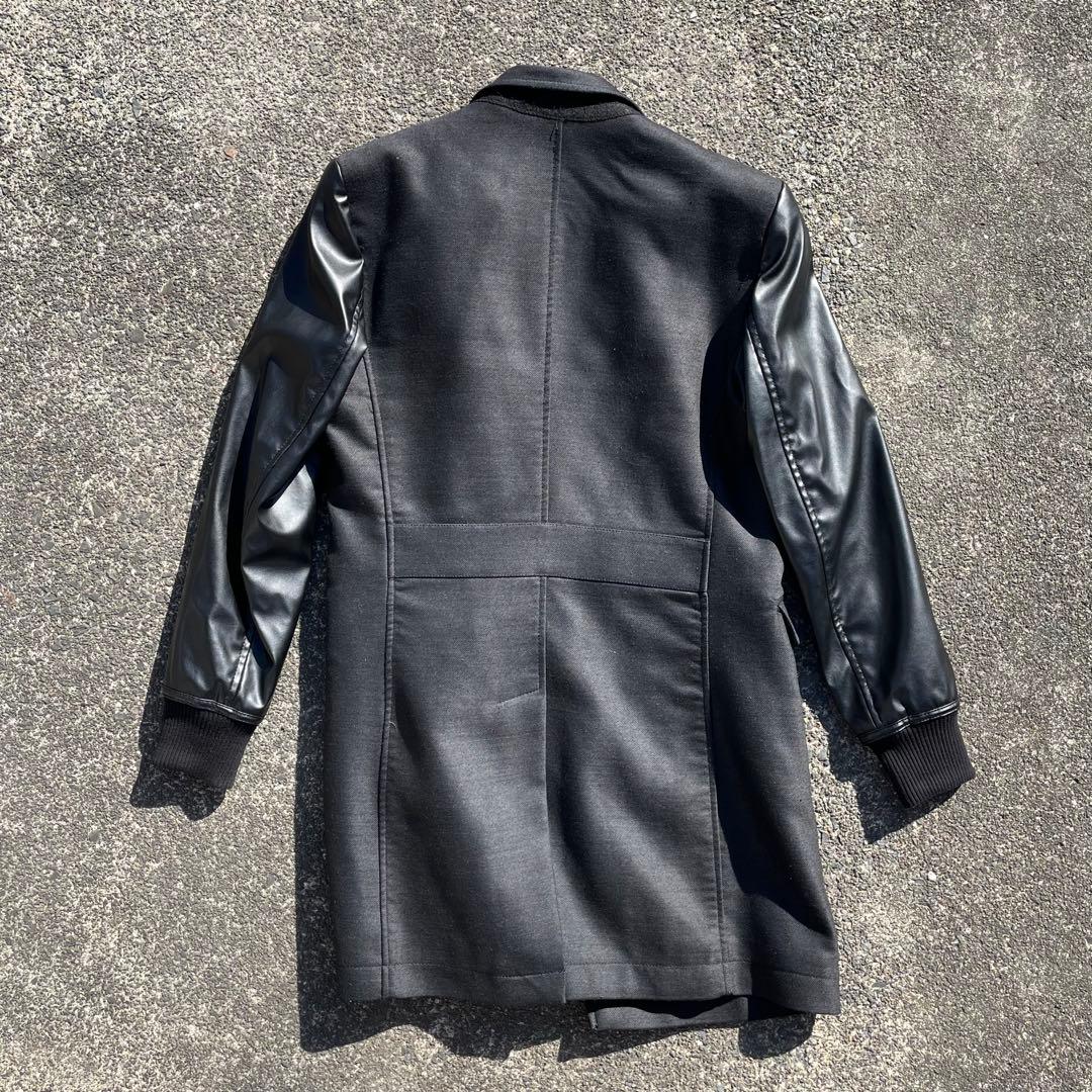 【うんまか仙人】\"ZARA MAN\" レザー切替コート 2way ブラック