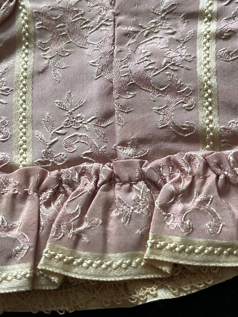 アンティークフランスドールビスクドールロココリボントリムドレス帽子セット