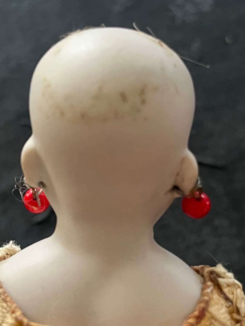 アンティークフランスドールビスクドールロココリボントリムドレス帽子セット