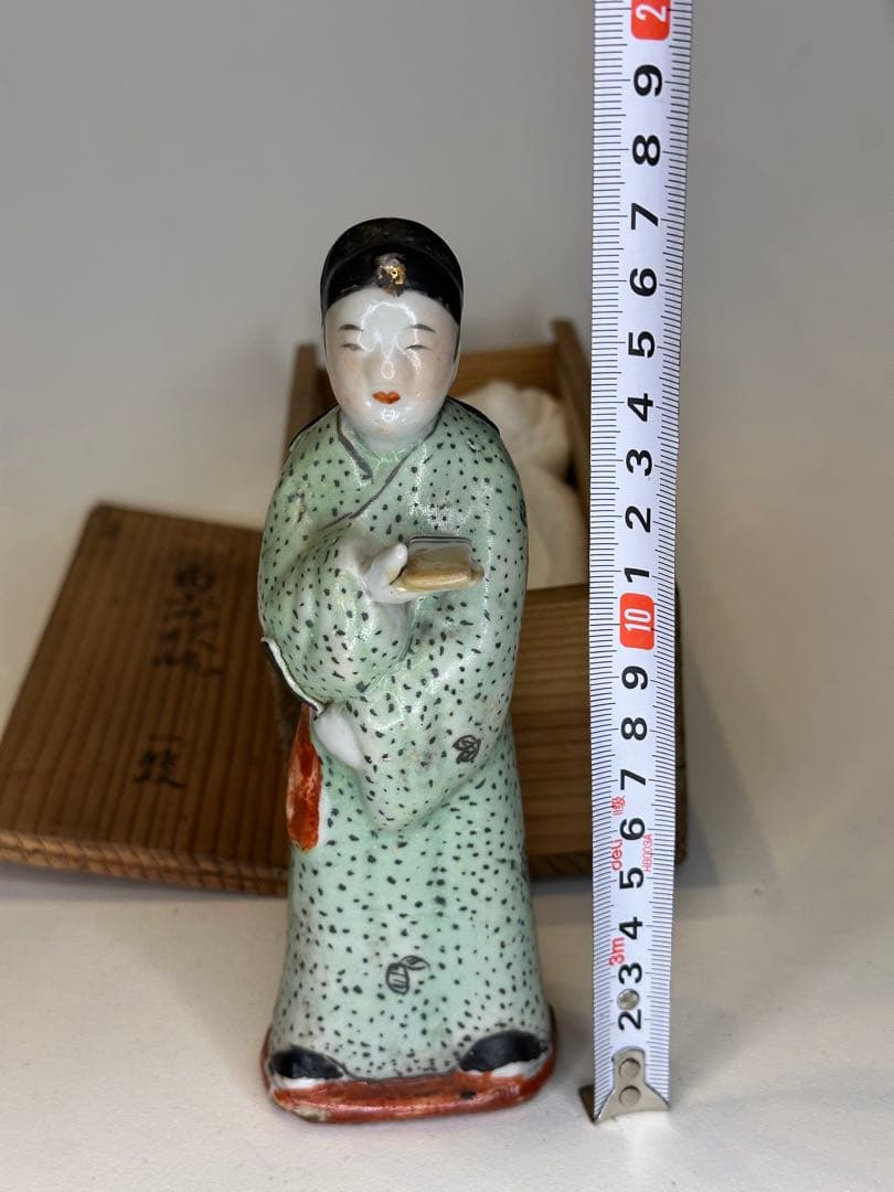 中国美術 清時代 粉彩 人物置物 共箱付 火漆封印有 骨董品 古陶磁