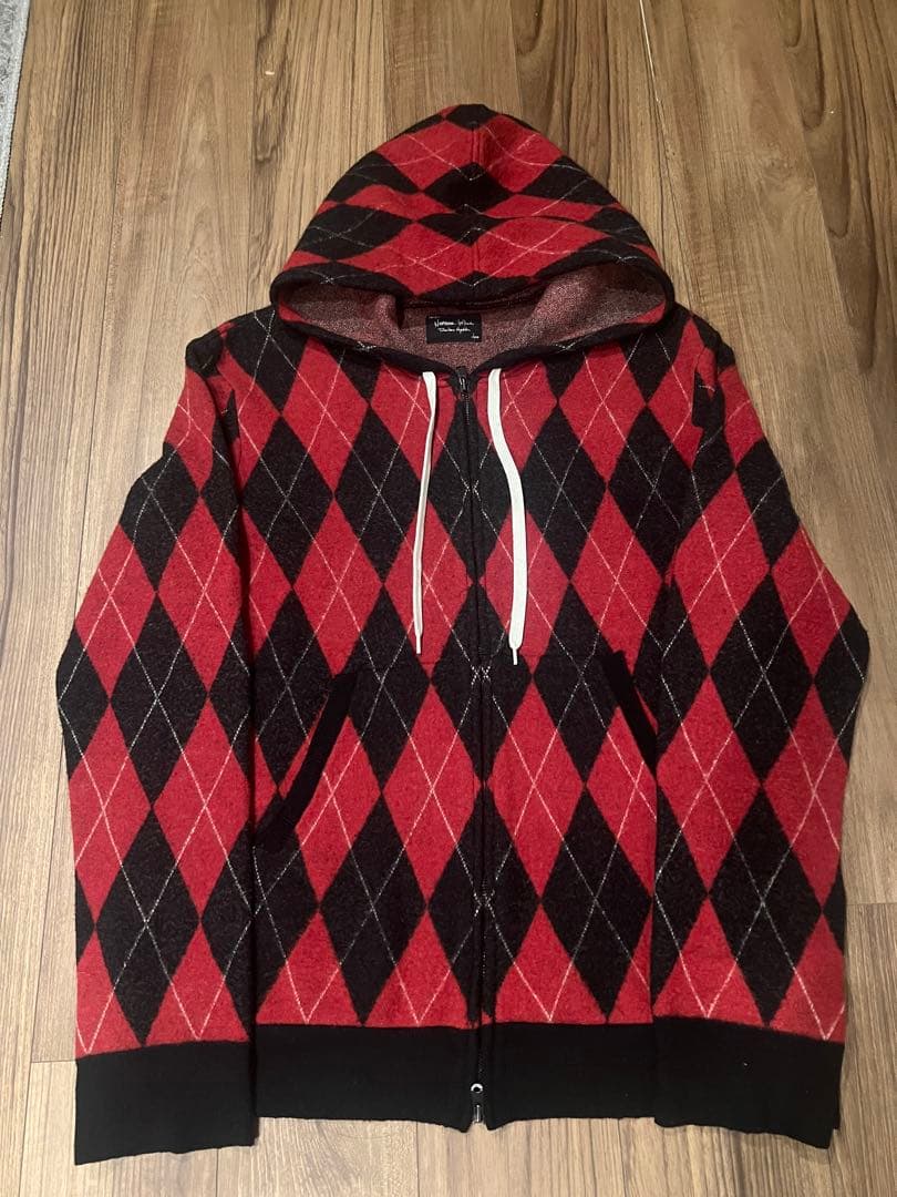 05SS ナイト期 アーガイル柄 ジップアップパーカー フーディ size4