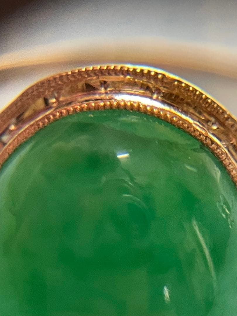 古いリング【m ヴィンテージ　アンティーク　レトロ　K18 翡翠？　ヒスイ？】