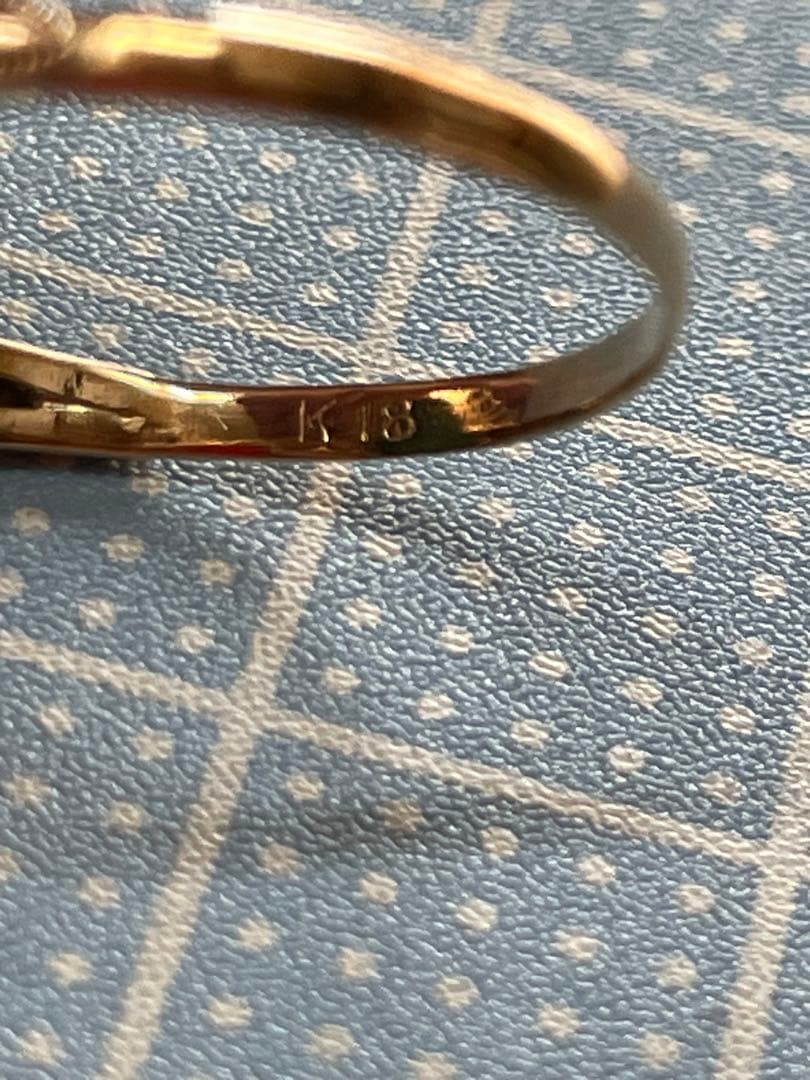 古いリング【m ヴィンテージ　アンティーク　レトロ　K18 翡翠？　ヒスイ？】