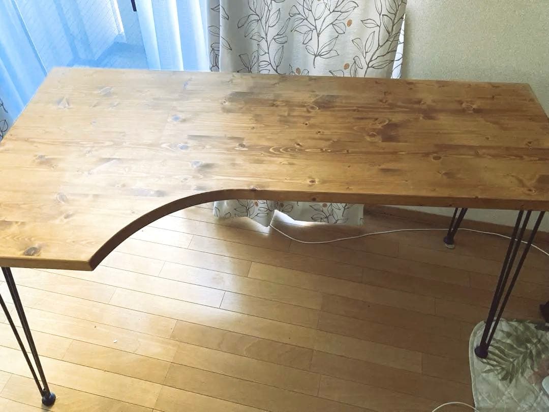 [幅140] ロウヤ L字デスク 天然無垢材使用 スチール脚