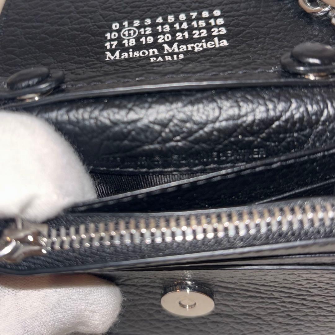 【極美品☆最高級】メゾンマルジェラ チェーンウォレット ブラック 4ステッチ