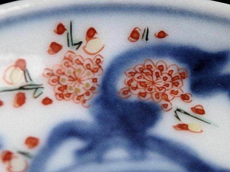 大聖寺伊万里　色絵　竹笹に梅の図　豆皿　F166AS-CTz