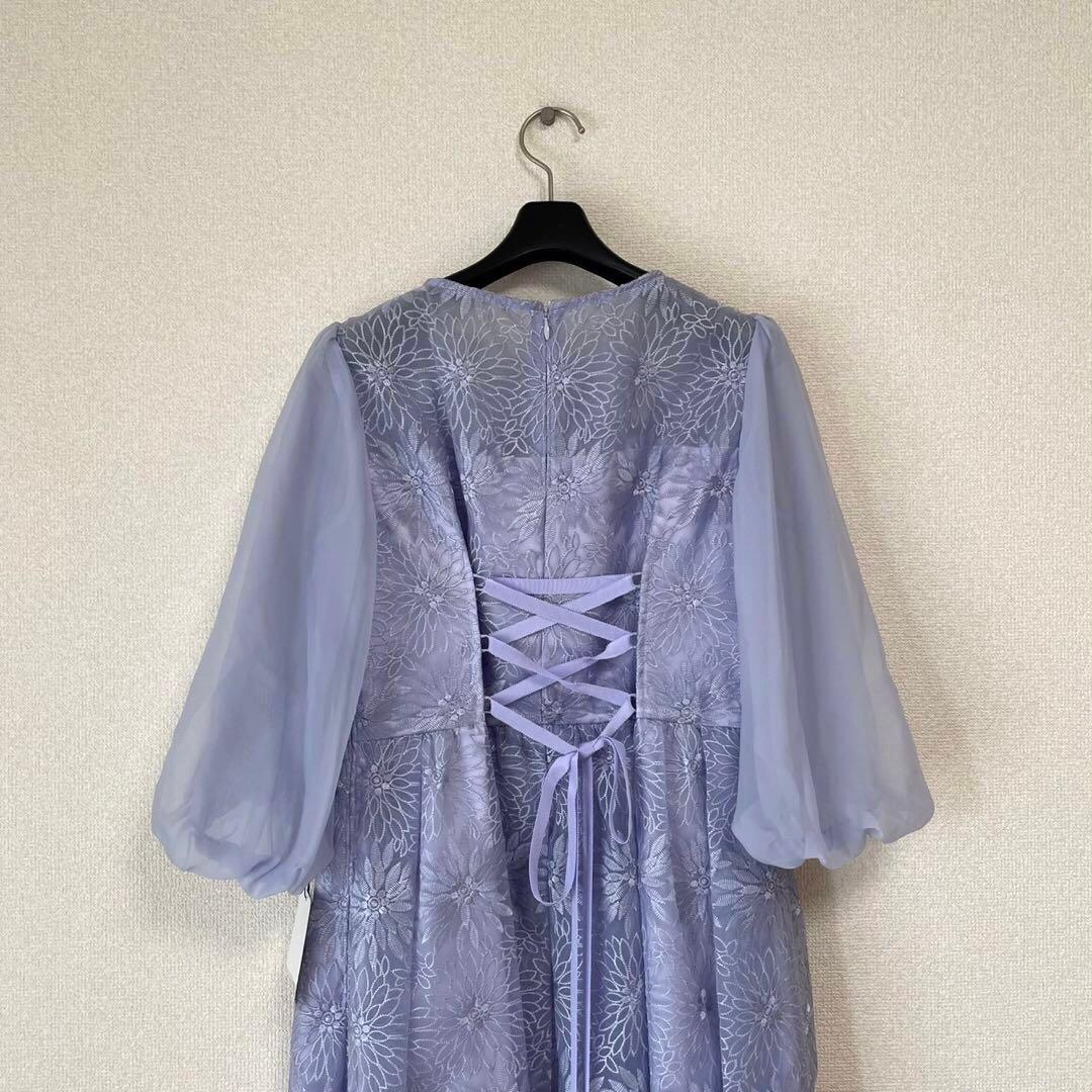 【新品未使用】AIMER オーガンジー花柄刺繍ボリュームスリーブドレス