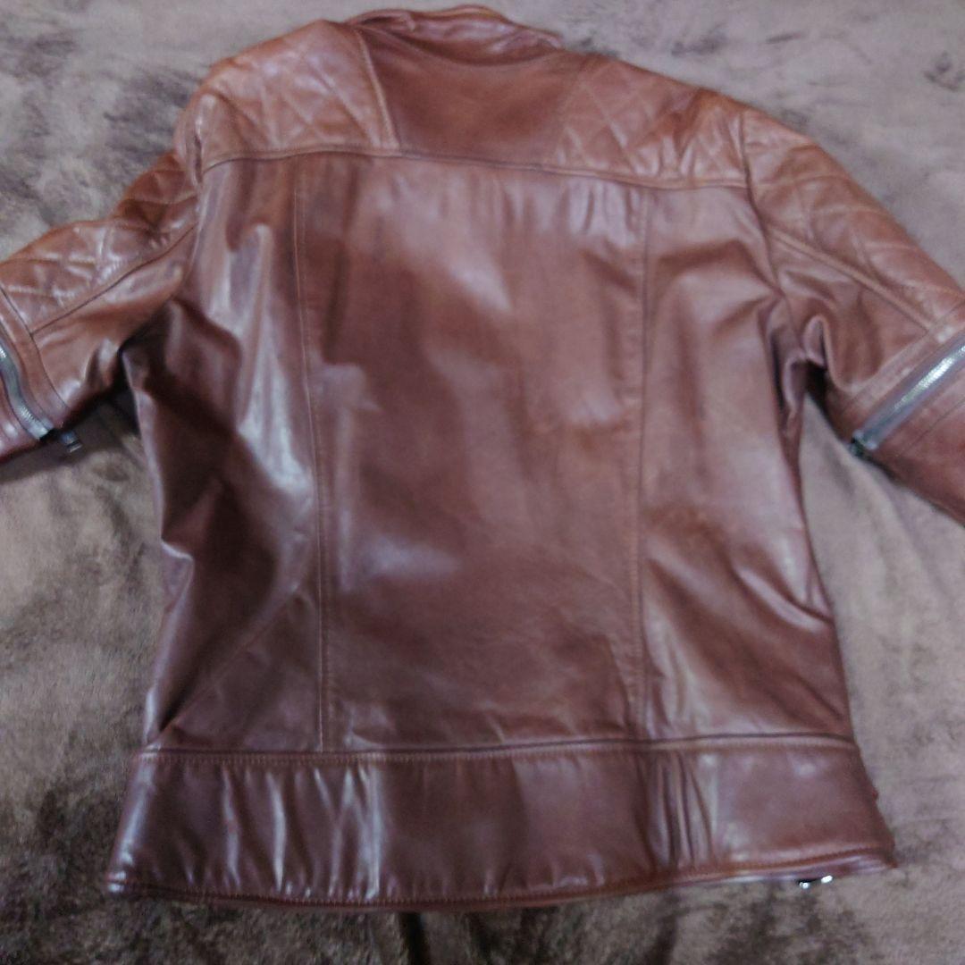 02 DERIV. ブラウンレザーシングルライダースジャケット