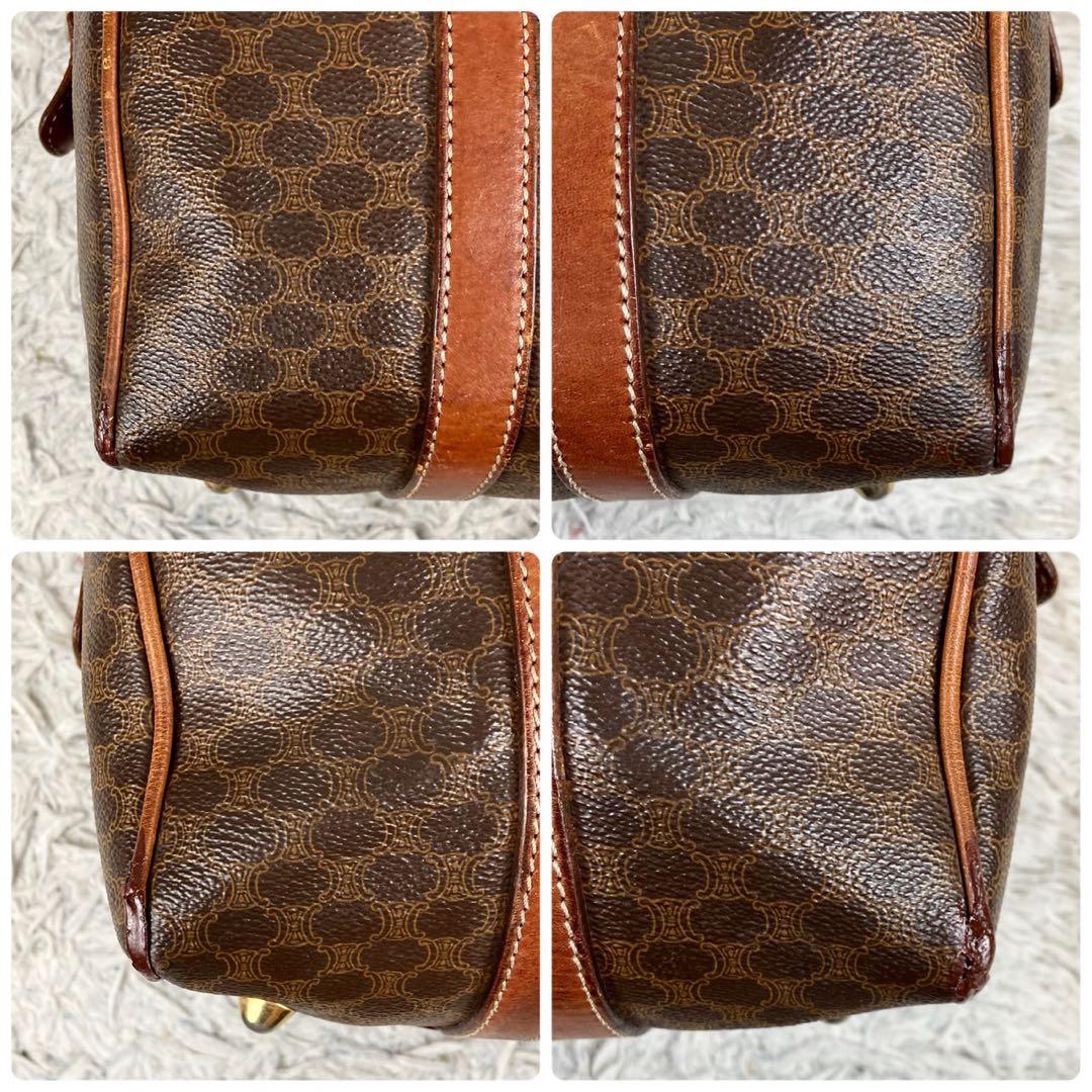 超希少 セリーヌ PVC レザー マカダム ボストンバッグ トリオンフ ブラウン