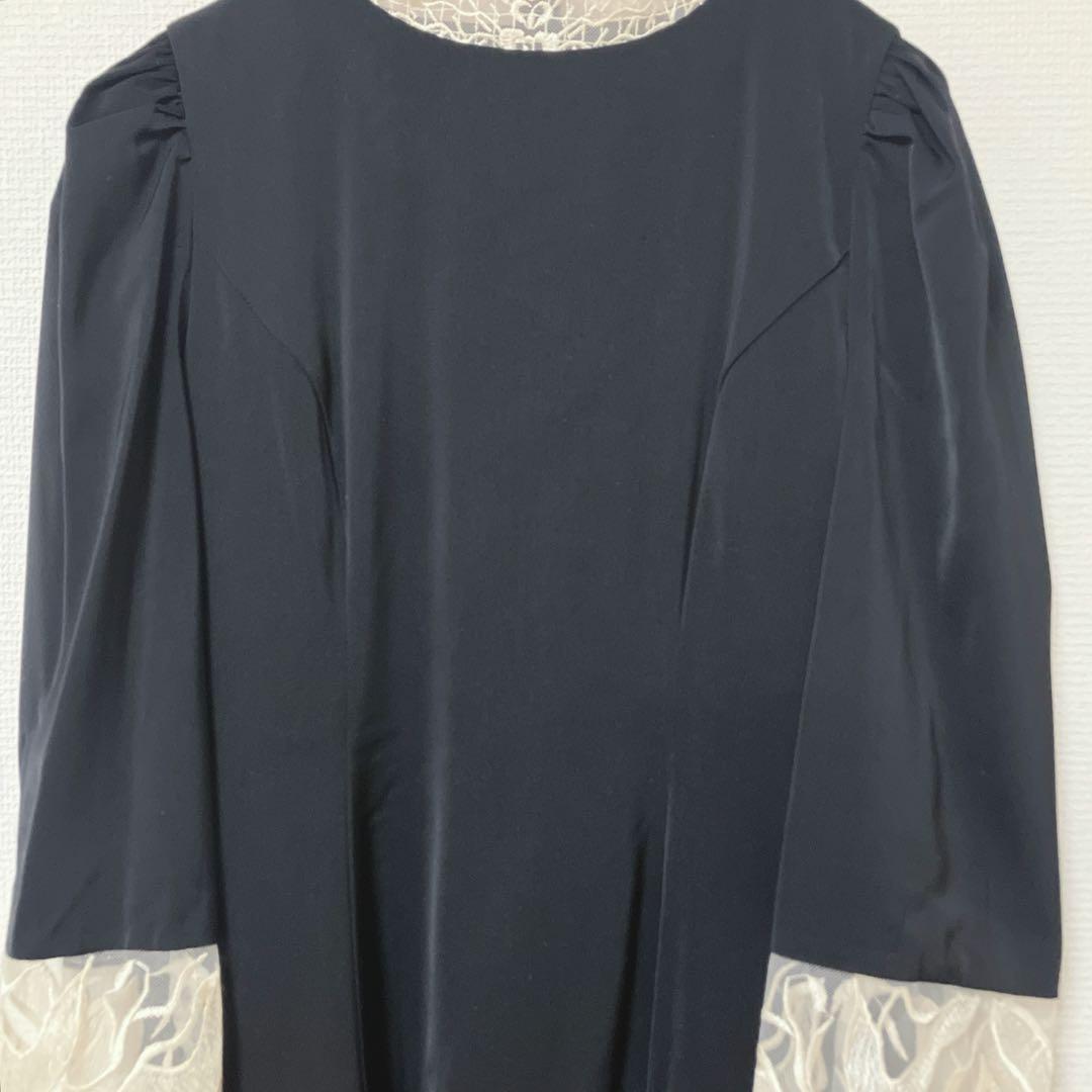 美品　人気　エトル　バック刺繍フレアドレス　パーティー　オケージョン　M