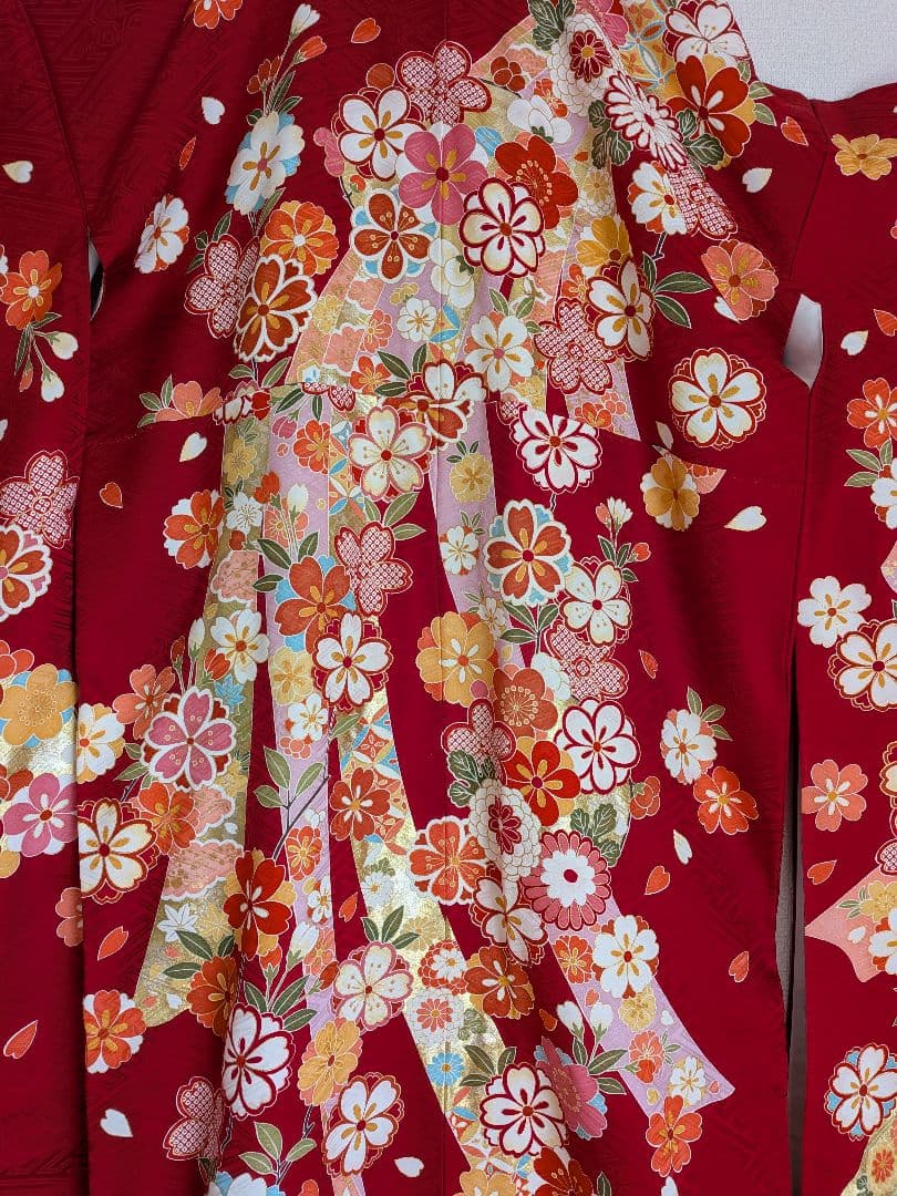 【振袖フルセット 】レトロ古典柄 成人式 前撮り 小物完備　赤