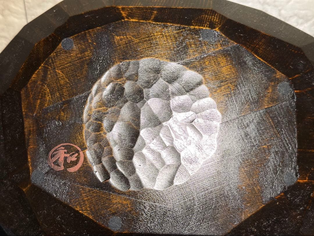 稀少★老松 古材 刳り貫き 楕円盆 煎茶道具 詫び寂 銘入り 33cm 職人技