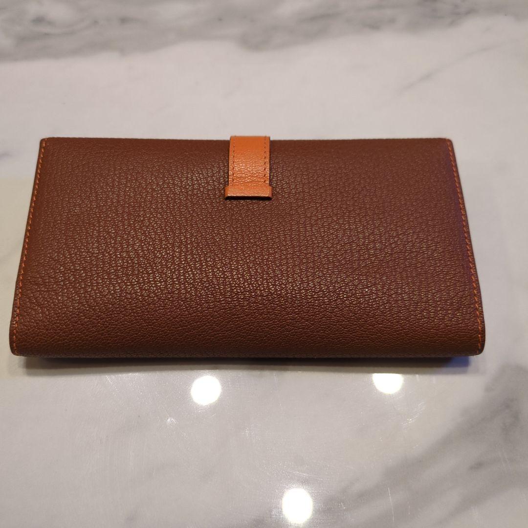 エルメス　ベアン2PLIS オレンジ&ブラウン□M刻印2009 シルバー金具