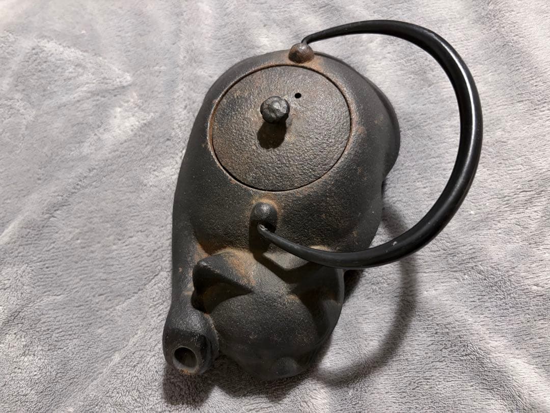 猫型 鉄瓶 黒色