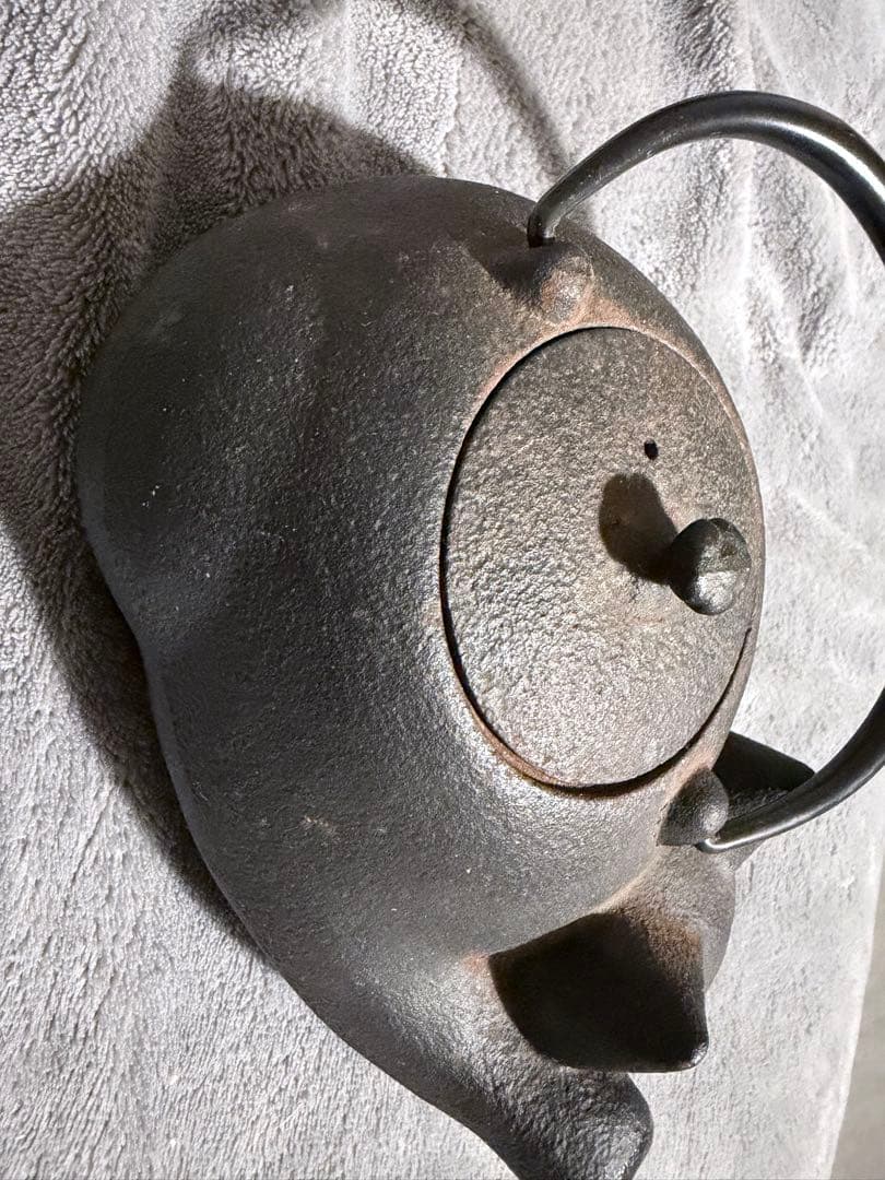 猫型 鉄瓶 黒色