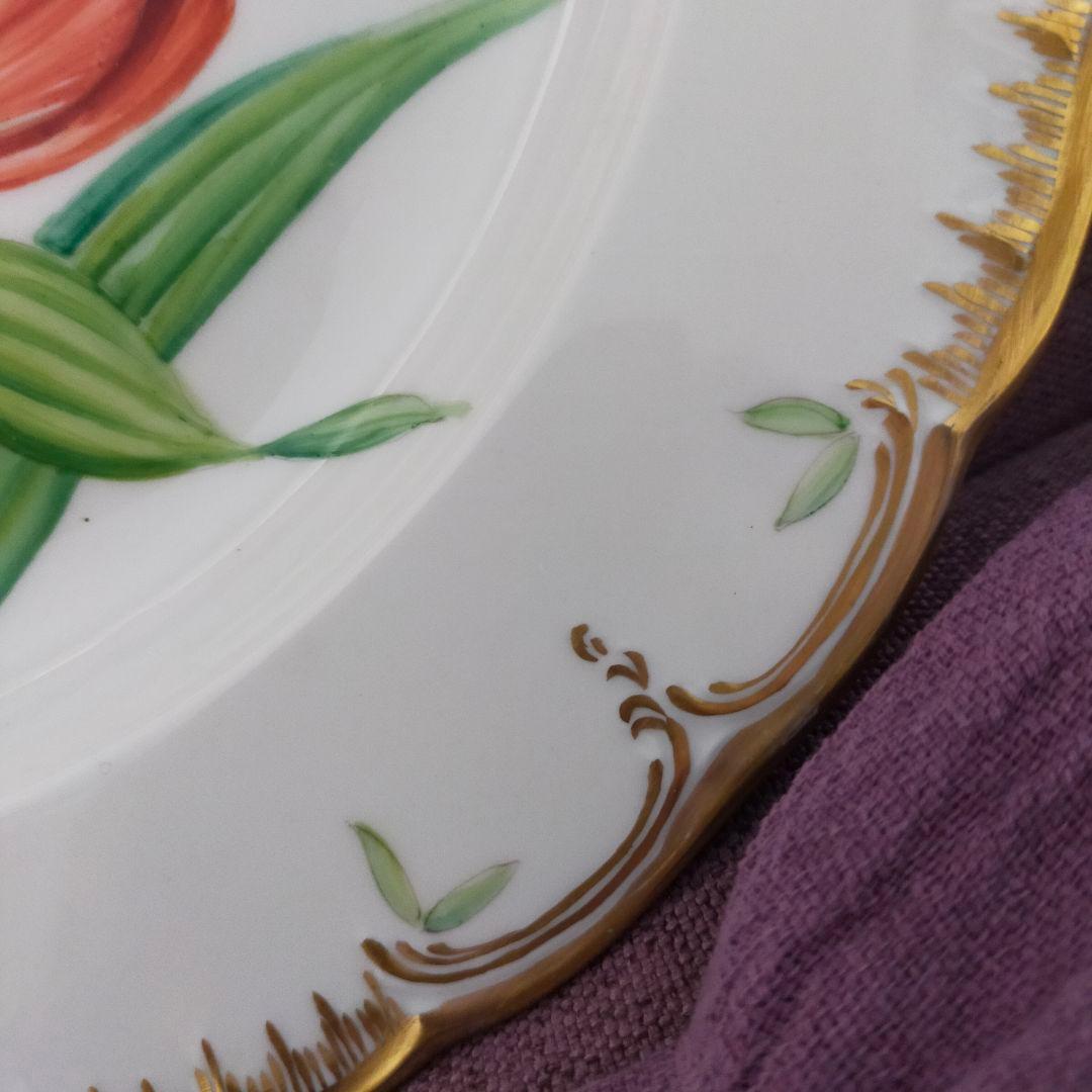 KPM　ベルリン　チューリップ　手描き?　金彩　アンティーク　プレート　皿