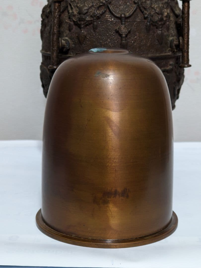 ⭐華道花活け 神獣 双耳亀甲瓔珞文様銅製 大日本文政年整珉鋳 細密鋳金骨董品