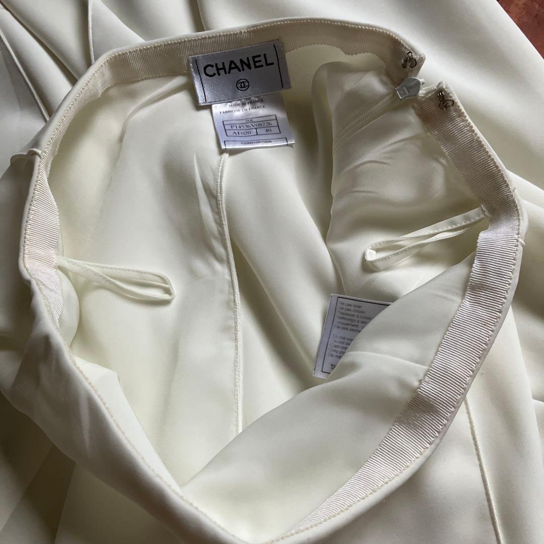 【美品】CHANEL ロゴプレート センタースリットスカート 40