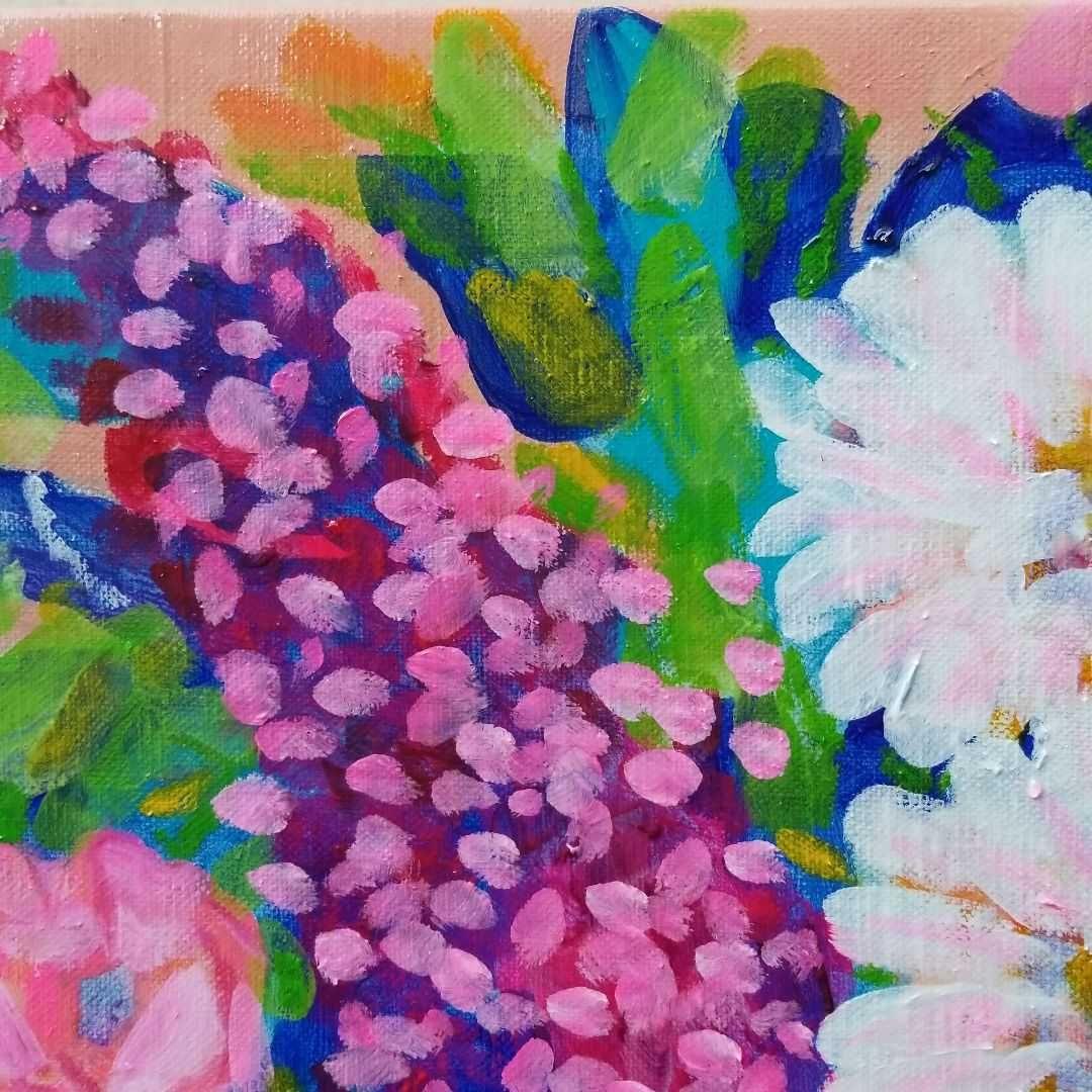 油絵　専用　丸い花瓶に入れたお花