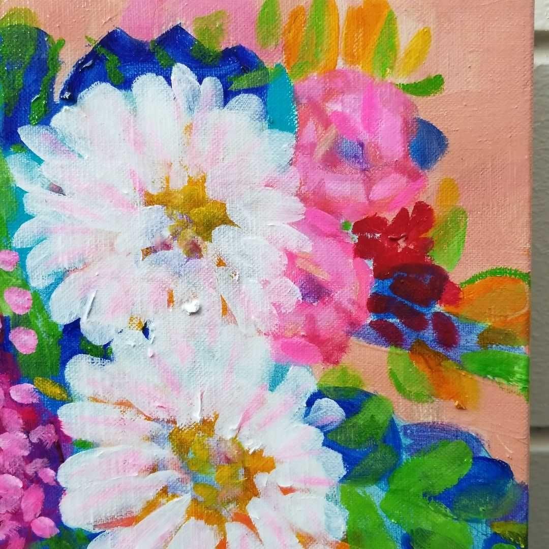 油絵　専用　丸い花瓶に入れたお花