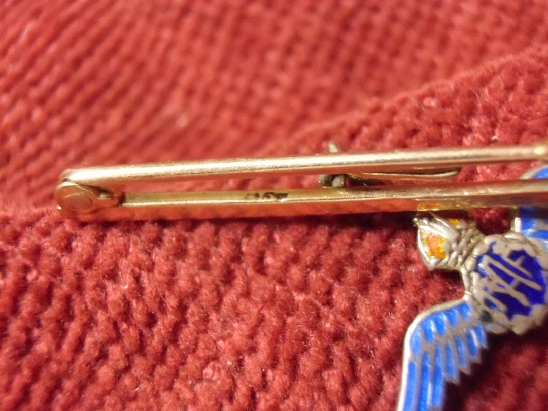 GBイギリス軍/英軍＊ＲＡＦ/空軍＊９Ｋ金製パイロットＷＩＮＧブローチ（実物）