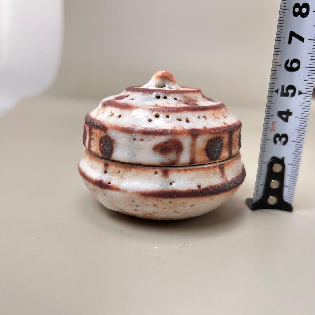 A048志野焼 香合 香道具 茶道具 美濃焼 陶芸 アンティーク 和陶器