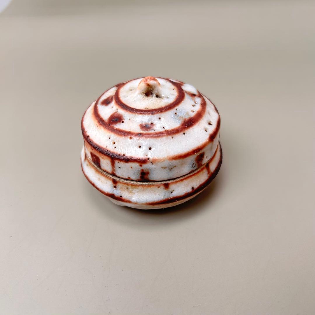 A048志野焼 香合 香道具 茶道具 美濃焼 陶芸 アンティーク 和陶器