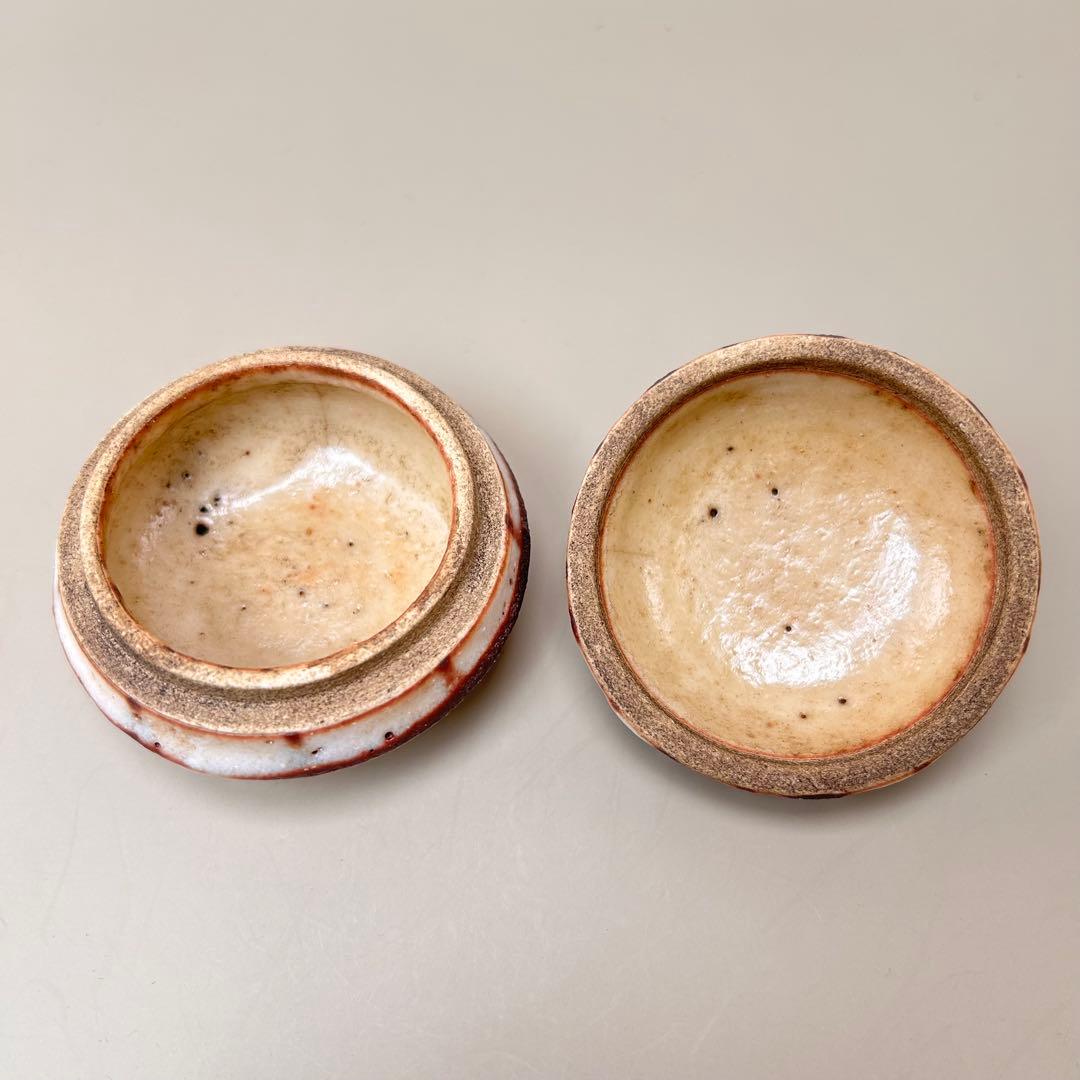 A048志野焼 香合 香道具 茶道具 美濃焼 陶芸 アンティーク 和陶器