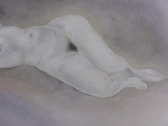 島内史郎　落款印譜 共シール『裸婦』日本画 紙本に岩絵具彩色 8号 0718D