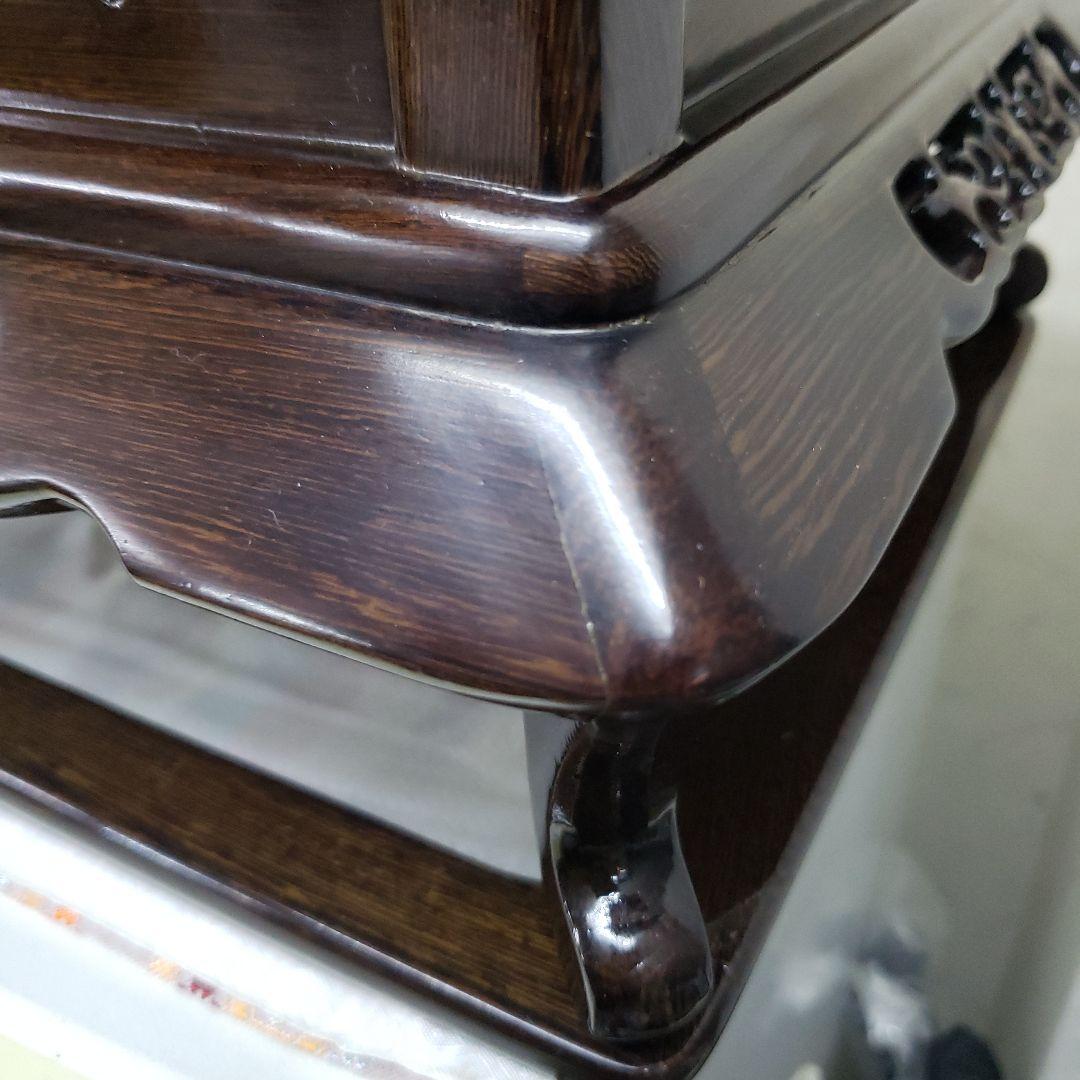 蔵出し特価　鉄刀木(たがやさん)本金蒔絵飾り台作家物　面取りガラスカバー付き