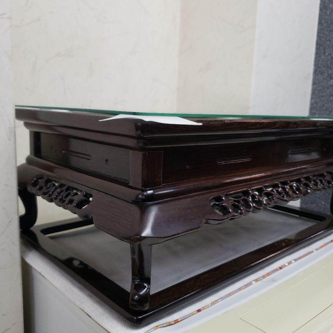 蔵出し特価　鉄刀木(たがやさん)本金蒔絵飾り台作家物　面取りガラスカバー付き