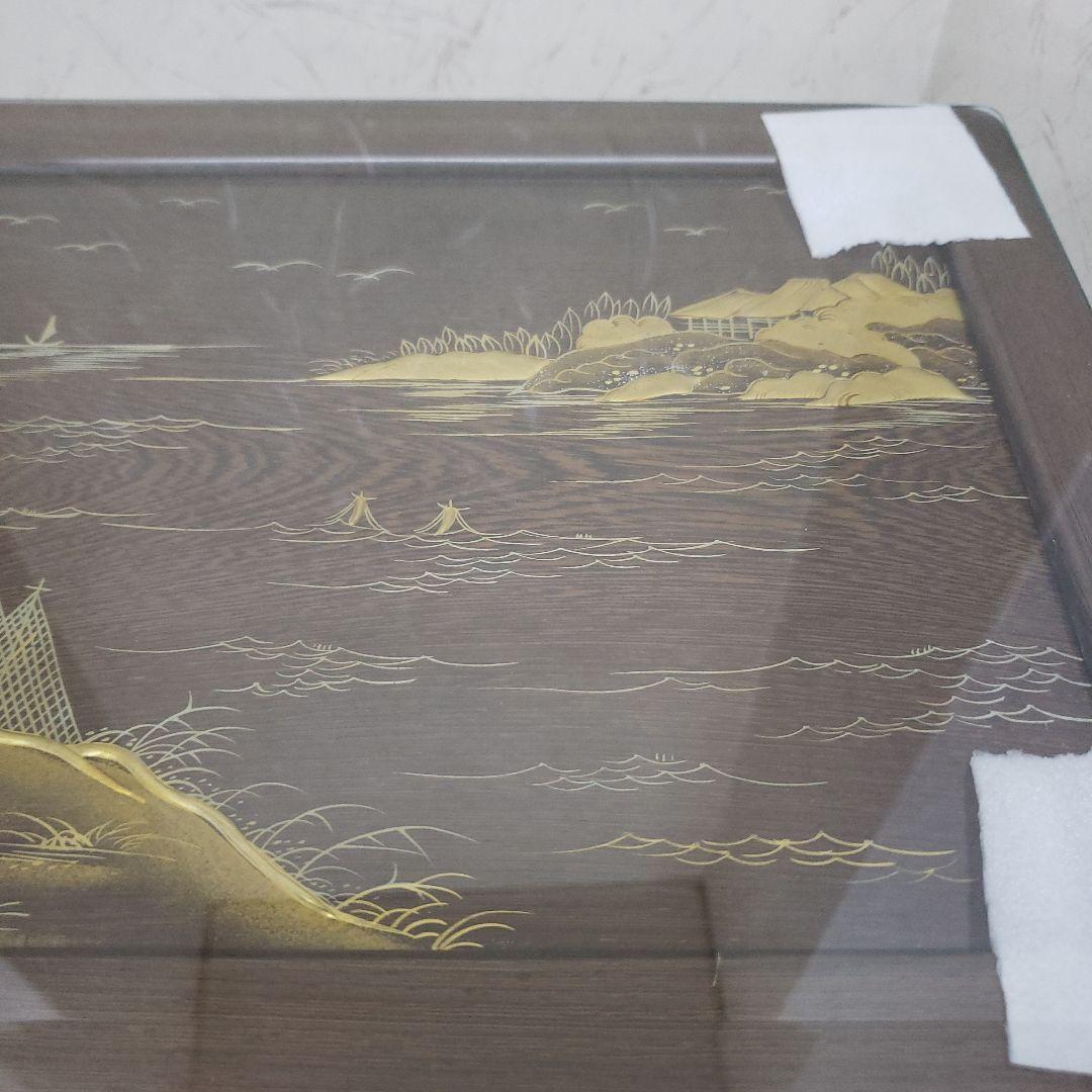 蔵出し特価　鉄刀木(たがやさん)本金蒔絵飾り台作家物　面取りガラスカバー付き