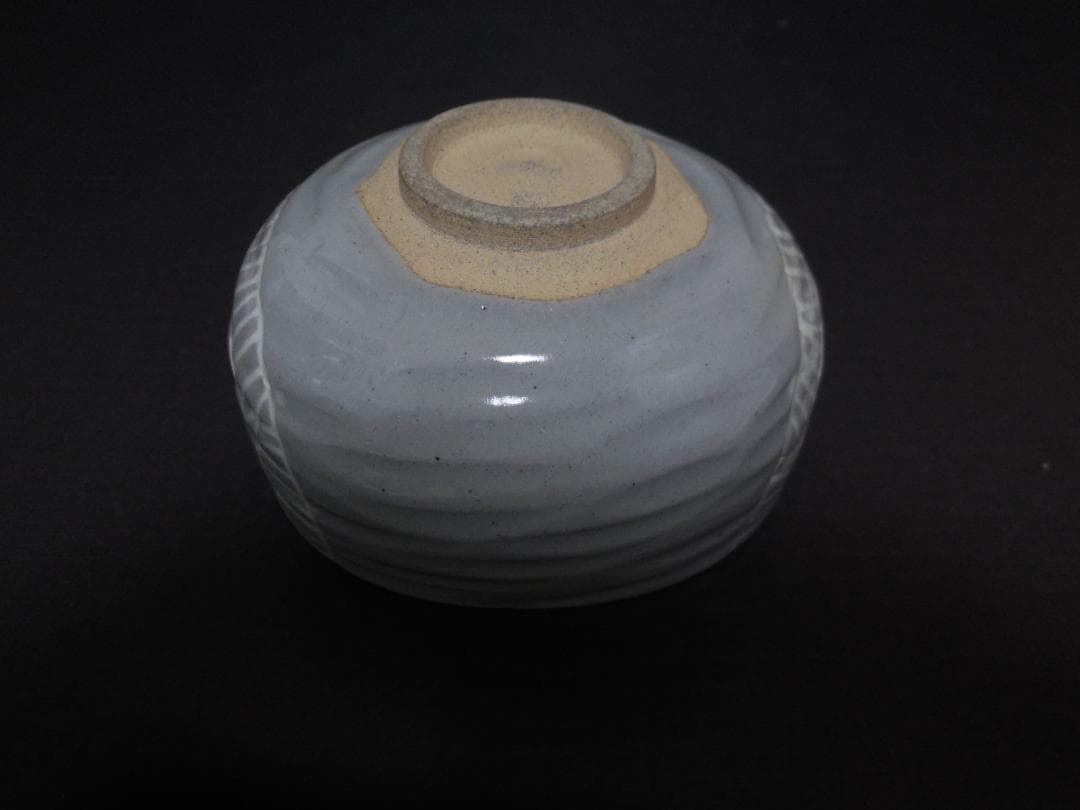 茶道具　　膳所焼 三島写　俵茶碗　 岩崎新定 陽炎園