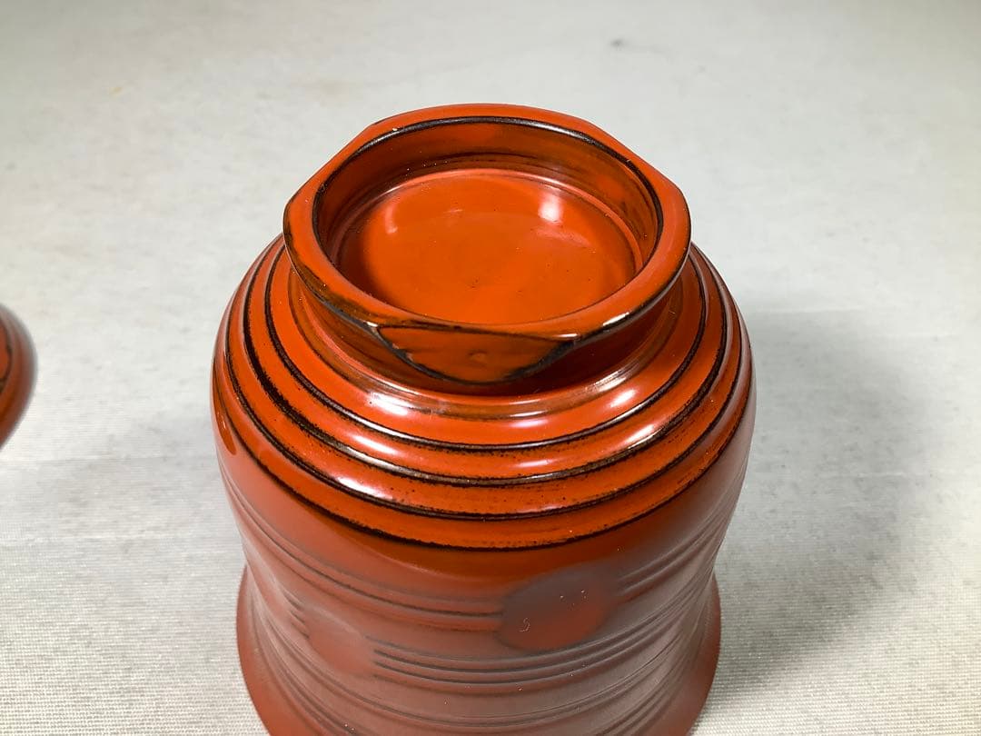 亀甲根来塗　小吸物椀　葵春　茶会席　茶道具