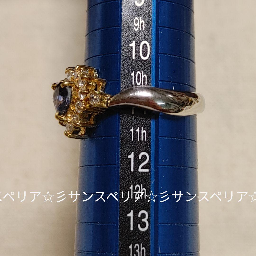 Pt900 &K18 サファイアとダイヤモンドのフラワーリング