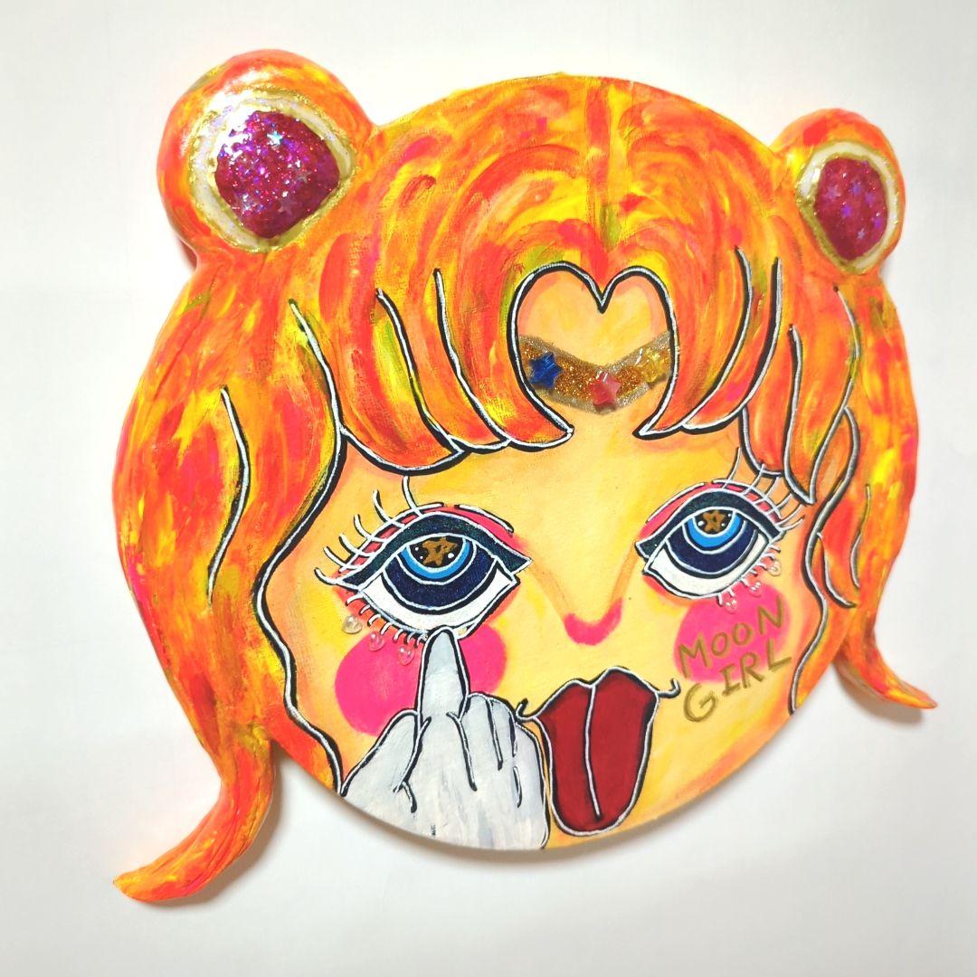 【一点物アート】MOON GIRL−月の子-【丸キャンバス】